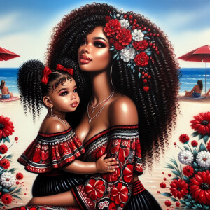 A tender depiction of a Bohemian mother with her child, both sty...