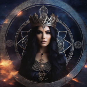 Beautifil goddess Lilith Eveningstar and her sigil