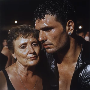 Photorealism,realism,,a muscular beefy sweaty man,entering in a...