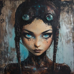 Actionism art girl alien