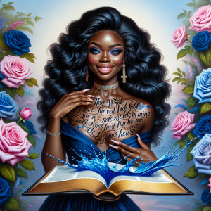 Create an image of an ultra-light-skinned African-American woman...