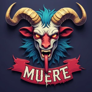 A complicated banner logo for the t shirt brand [' M u e r t e '...