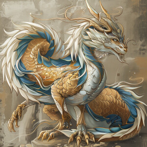 Full body picture of Mythical  Japanese dragon with the colors g...