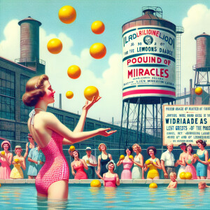 Create a colorful image from 1971 of a beautiful 24-year-old fem...