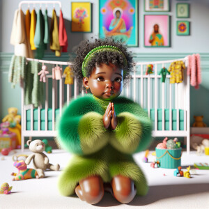 A 3D realistic illustration of a light-skinned African-American...