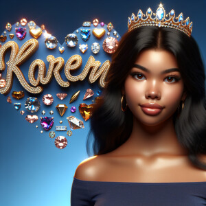 VCraft a 3-D image showcasing the name 'KAREN' in a luxurious go...