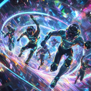 In a world where holographic technology rules, imagine a futuris...