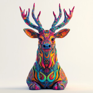 Create a 3D rendering that features an array of a vibrantly-colo...