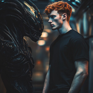 Create an image of a confident 22-year-old European man with han...