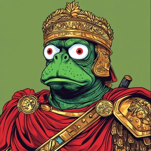 Pepe with pumped-up lips of a bright red color in carton style...