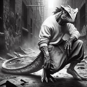 Create a vivid digital art piece depicting a Reptilian quadaloid...