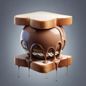 Create a hyper-realistic image of a large sandwich with chocolat...