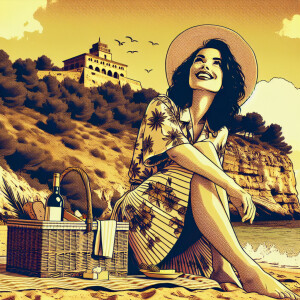 35mm Animation, 4K, Highly detailed, Harley Quinn, tropical beac...