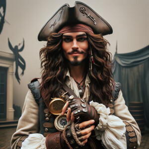 Jack sparrow from the movies,  pirates of the carribien