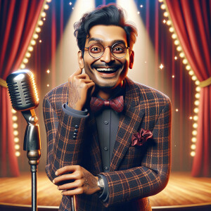 A quirky comedian takes the stage to deliver a series of hilario...