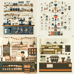 create a infographics for Papa Al’s cafe, a coffee shop offering...