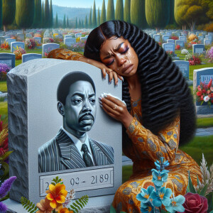 A beautiful light-skinned African-American woman with long wavy...