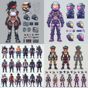 Video game character sheet design 2D professional perfect qualit...