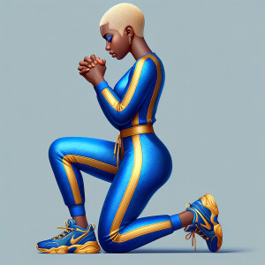Create a 3D illustration of a realistic light skinned African-Am...