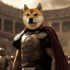 meme doge in gladiator role