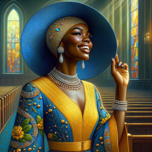 A spiritually enriching illustration portrays an African America...