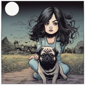 A girl and pug