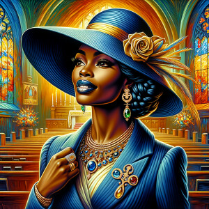 A spiritually enriching illustration portrays an African America...