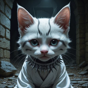 a close up gritty horror-themed dark fantasy painting of a white...