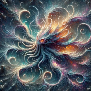 A disturbingly mesmerizing Lovecraftian shimmering plasma phanto...