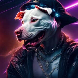 white pitbull face, extremely aggressive, rabid, showing sharp t...