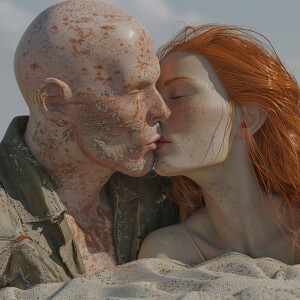 A photorealistic high resolution image. Light ginger haired fema...