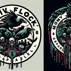 Design a circular digital art type logo blending graffiti  and m...