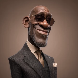Create an image of caricature animation of a happy classy Africa...