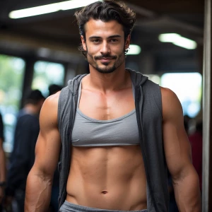 He was completelynaike and definitely showing off his bulge