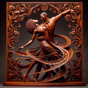 3d wood and porcelain sculpture of an Afrocentric woman with a m...
