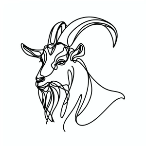 Drawing of a goat using a single line.