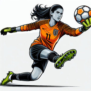 Soccer Goalkeeper woman catching the ball vector image
