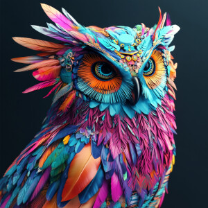 Create a 3D rendering that features an array of a vibrantly-colo...