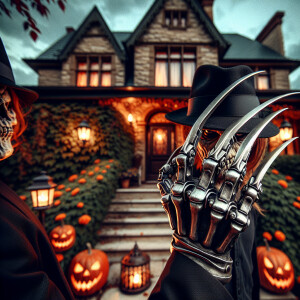Create Freddy Kreuger trick or treating at a beautiful old house...