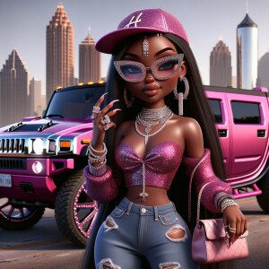 Dark skin  Betty Boop charter wearing bling glasses and bling je...