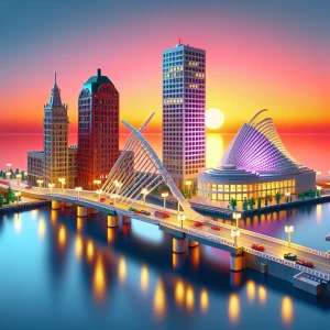 Create an image that captures Milwaukee, Wisconsin’s skyline inc...