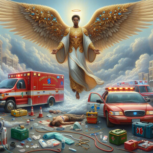 Create a realistic 3D oil painting depicting a scene of emergenc...