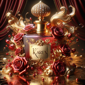 Craft an image of an ornate perfume bottle, with a luxurious des...