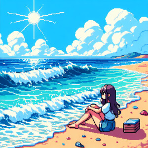 Girl in the beach sea