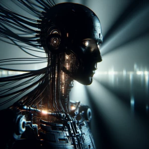 Imagine an eerie figure emerging from the shadows, silhouetted a...