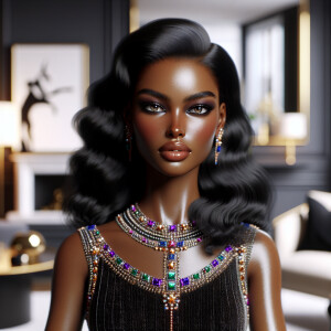 A glamorous  light skin African American woman with honey brown...