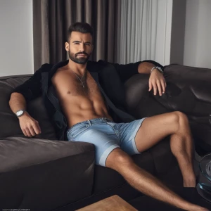 He was enjoying himself on the couch  with his manhoogrowinintoh...