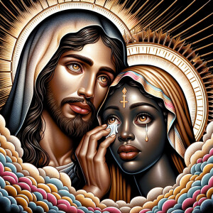 Ensure that the image distinctly represents both Jesus Christ an...