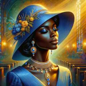 A spiritually enriching illustration portrays an African America...