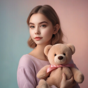 a girl holding teddy bear